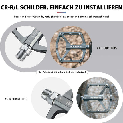 ROCKBROS Fahrradpedale mit Reflektoren aus Aluminiumlegierung 9/16 Zoll
