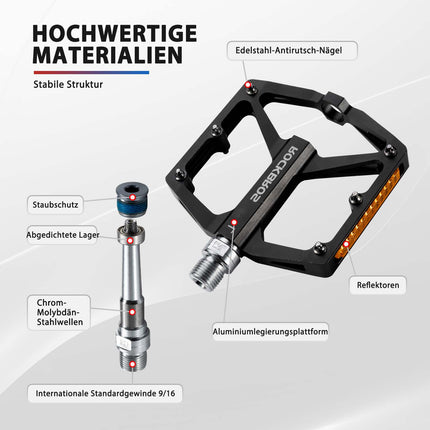 ROCKBROS Fahrradpedale mit Reflektoren aus Aluminiumlegierung 9/16 Zoll (Fahrradpedale) kaufen bei Linkreich – Jetzt entdecken!