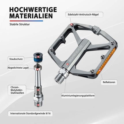 ROCKBROS Fahrradpedale mit Reflektoren aus Aluminiumlegierung 9/16 Zoll (Fahrradpedale) kaufen bei Linkreich – Jetzt entdecken!
