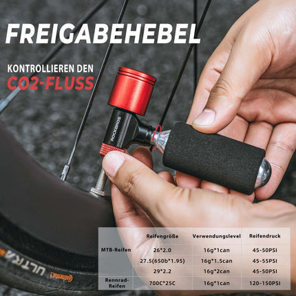 ROCKBROS Fahrradpumpe CO2 Kartuschenpumpe Minipumpe mit Druckdosierventil (Fahrrad Luftpumpen) kaufen bei Linkreich – Jetzt entdecken!