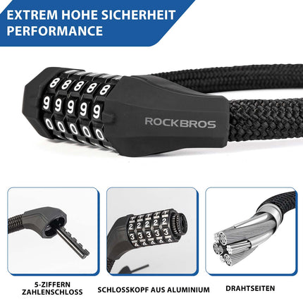 ROCKBROS Fahrradschloss 5 - Stellig Zahlencode Zahlenschloss (Fahrradschloss) kaufen bei Linkreich – Jetzt entdecken!