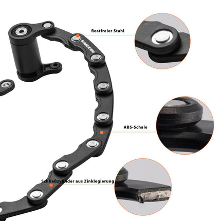 ROCKBROS Fahrradschloss Faltschloss 70 cm Lang Schwarz