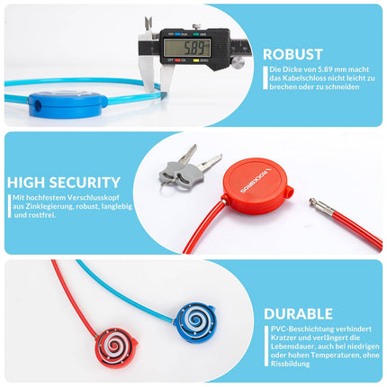 ROCKBROS Fahrradschloss für Kinder 69cm Mit 2 Schlüssel (Fahrradschloss) kaufen bei Linkreich – Jetzt entdecken!