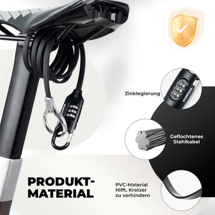 ROCKBROS Fahrradschloss Kabelschloss 150cm mit Zahlencode Anti - Diebstahl (Fahrradschloss) kaufen bei Linkreich – Jetzt entdecken!