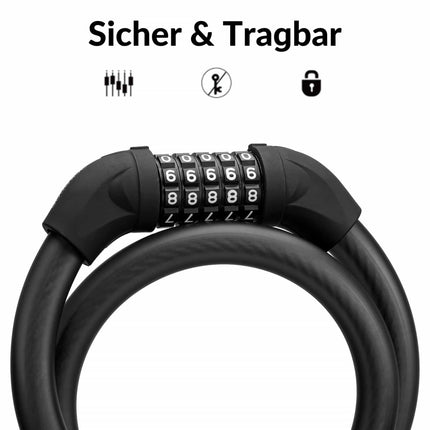 ROCKBROS Fahrradschloss Kabelschloss Zahlenschloss mit 5 - stelliges Zahlencode (Fahrradschloss) kaufen bei Linkreich – Jetzt entdecken!