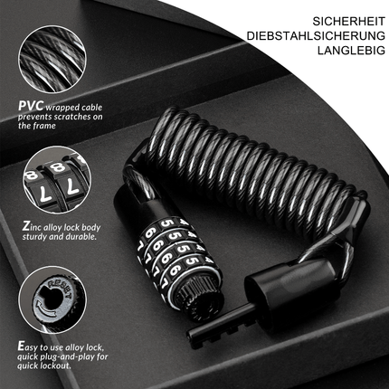 ROCKBROS Fahrradschloss Zahlenschloss Helmschloss mit 4 - stellig Code max. 150 cm (Fahrradschloss) kaufen bei Linkreich – Jetzt entdecken!