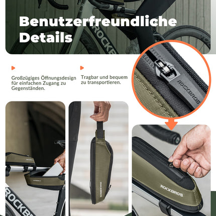 Fahrradtasche Reflektierende Oberrohrtasche Dunkelgrün 0.65L