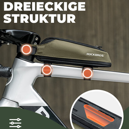 Fahrradtasche Reflektierende Oberrohrtasche Dunkelgrün 0.65L