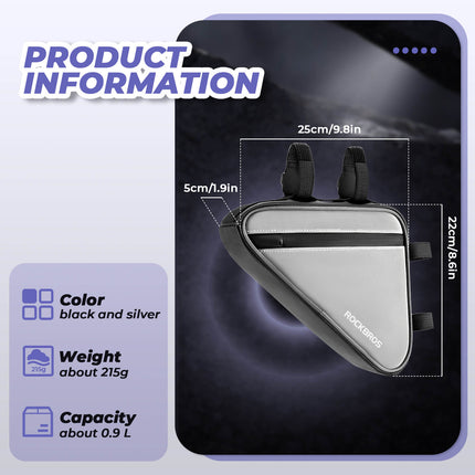 ROCKBROS Fahrradtasche Reflektierende Rahmentasche Dreiecktasche 0,9L (Fahrradtaschen) kaufen bei Linkreich – Jetzt entdecken!