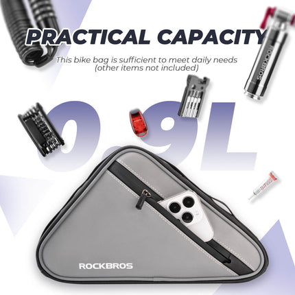 ROCKBROS Fahrradtasche Reflektierende Rahmentasche Dreiecktasche 0,9L (Fahrradtaschen) kaufen bei Linkreich – Jetzt entdecken!