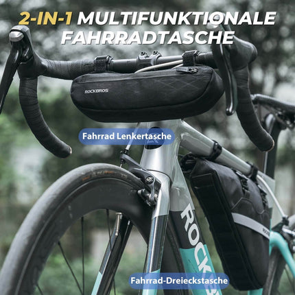 ROCKBROS Fahrradtasche Set 2 - in - 1 Abnehmbare Rahmentasche 1,3 L+0,7 L Schwarz (Fahrradtaschen) kaufen bei Linkreich – Jetzt entdecken!