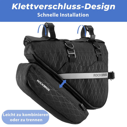 ROCKBROS Fahrradtasche Set 2 - in - 1 Abnehmbare Rahmentasche 1,3 L+0,7 L Schwarz (Fahrradtaschen) kaufen bei Linkreich – Jetzt entdecken!