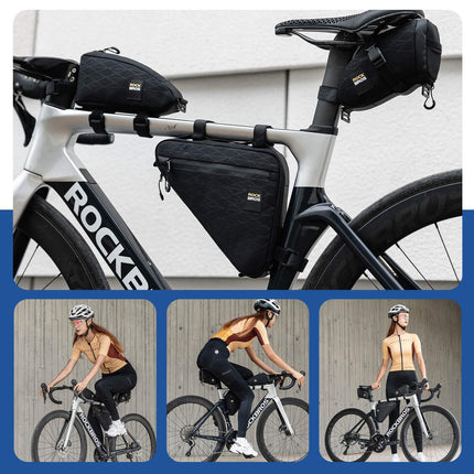 ROCKBROS Fahrradtasche Set Rahmentasche*2+Satteltasche*1 mit Verstellbarer Schultergurt 1,2L