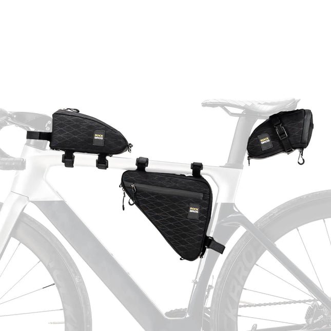 ROCKBROS Fahrradtasche Set Rahmentasche*2+Satteltasche*1 mit Verstellbarer Schultergurt 1,2L
