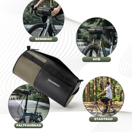 ROCKBROS Fahrradtasche Zylindrische Lenkertasche 1,7L mit Schultergurt