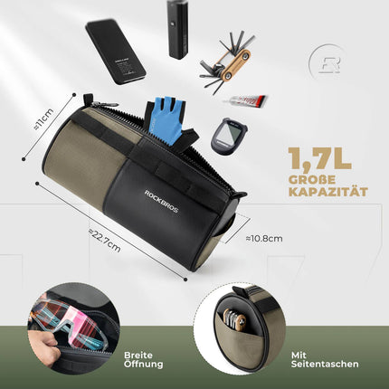 ROCKBROS Fahrradtasche Zylindrische Lenkertasche 1,7L mit Schultergurt (Fahrradtaschen) kaufen bei Linkreich – Jetzt entdecken!