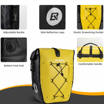 ROCKBROS Gepäckträgertasche 25L-32L 100 % wasserdicht mit Tragegriff