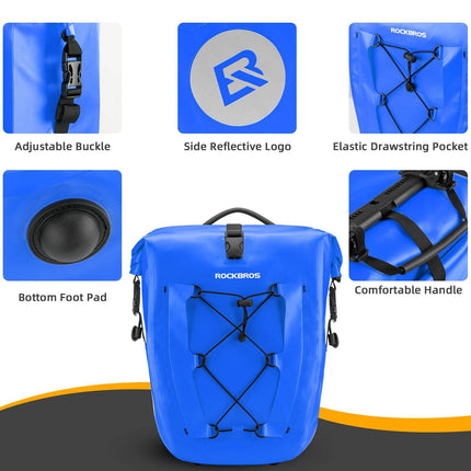 ROCKBROS Gepäckträgertasche 25L-32L 100 % wasserdicht mit Tragegriff