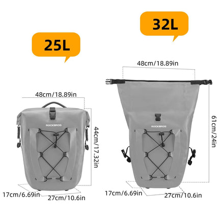 ROCKBROS Gepäckträgertasche 25L - 32L 100 % wasserdicht mit Tragegriff (Fahrradtaschen) kaufen bei Linkreich – Jetzt entdecken!