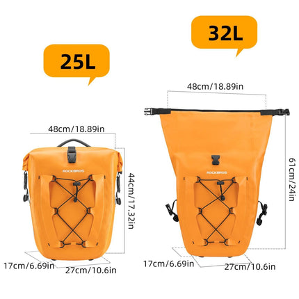 ROCKBROS Gepäckträgertasche 25L - 32L 100 % wasserdicht mit Tragegriff (Fahrradtaschen) kaufen bei Linkreich – Jetzt entdecken!