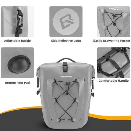 ROCKBROS Gepäckträgertasche 25L - 32L 100 % wasserdicht mit Tragegriff (Fahrradtaschen) kaufen bei Linkreich – Jetzt entdecken!