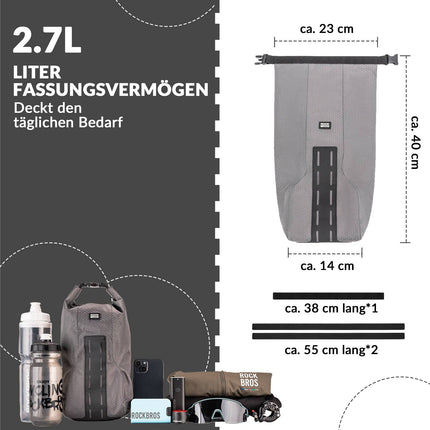 ROCKBROS Gepäckträgertasche Gepäckträger für Vordergabel 2,7 L, Wasserdicht