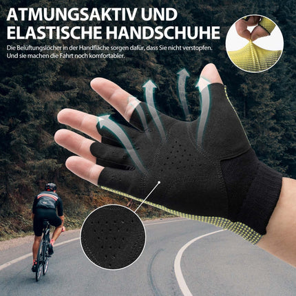 ROCKBROS Halbfinger - Radhandschuhe Rutschfest Elastisch Unisex Gelb M - XXL (Fahrradhandschuhe) kaufen bei Linkreich – Jetzt entdecken!