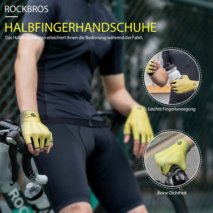 ROCKBROS Halbfinger - Radhandschuhe Rutschfest Elastisch Unisex Gelb M - XXL (Fahrradhandschuhe) kaufen bei Linkreich – Jetzt entdecken!