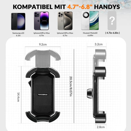 ROCKBROS Handyhalterung Fahrrad Handyhalter Motorrad 360° Drehbar für 4,7 - 7,0 Zoll (Fahrrad Handyhalterung) kaufen bei Linkreich – Jetzt entdecken!