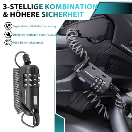 ROCKBROS Helm schloss 150 cm Zahlenschloss 3 - stellig Zahlencode (Fahrradschloss) kaufen bei Linkreich – Jetzt entdecken!