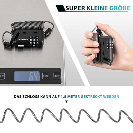 ROCKBROS Helm schloss 150 cm Zahlenschloss 3 - stellig Zahlencode (Fahrradschloss) kaufen bei Linkreich – Jetzt entdecken!