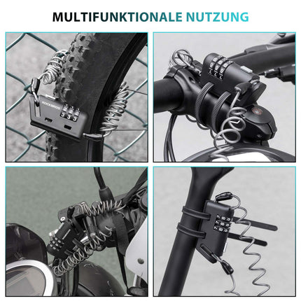 ROCKBROS Helm schloss 150 cm Zahlenschloss 3 - stellig Zahlencode (Fahrradschloss) kaufen bei Linkreich – Jetzt entdecken!