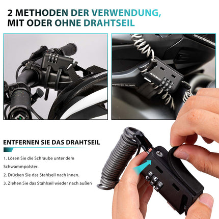ROCKBROS Helm schloss 150 cm Zahlenschloss 3 - stellig Zahlencode (Fahrradschloss) kaufen bei Linkreich – Jetzt entdecken!