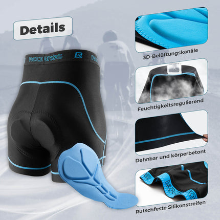 ROCKBROS Herren Radunterhose mit 4D Sitzpolster Radlerhose Atmungsaktiv (Fahrradhose) kaufen bei Linkreich – Jetzt entdecken!