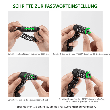 ROCKBROS Kabelschloss Zahlenschloss mit 4 - Steillage Zahlencode (Fahrradschloss) kaufen bei Linkreich – Jetzt entdecken!