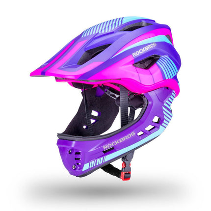 ROCKBROS Kinder helm Integriert Fahrradhelm mit Abnehmbarem Kinnschutz