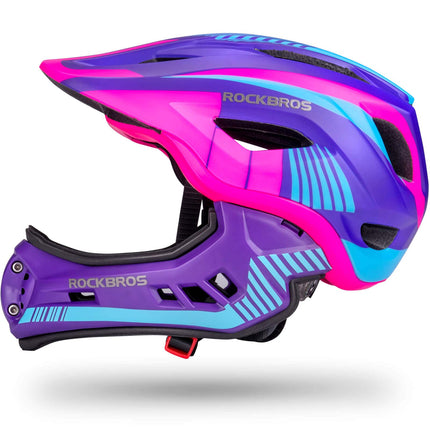 ROCKBROS Kinder helm Integriert Fahrradhelm mit Abnehmbarem Kinnschutz