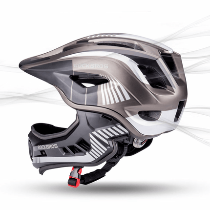 ROCKBROS Kinder helm Integriert Fahrradhelm mit Abnehmbarem Kinnschutz