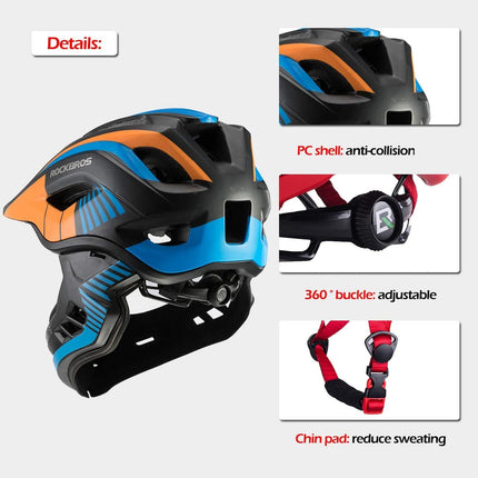 ROCKBROS Kinder helm Integriert Fahrradhelm mit Abnehmbarem Kinnschutz (Helme für Kinder) kaufen bei Linkreich – Jetzt entdecken!