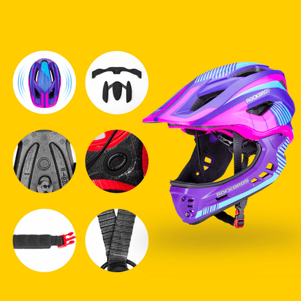 ROCKBROS Kinder helm Integriert Fahrradhelm mit Abnehmbarem Kinnschutz (Helme für Kinder) kaufen bei Linkreich – Jetzt entdecken!