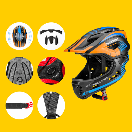 ROCKBROS Kinder helm Integriert Fahrradhelm mit Abnehmbarem Kinnschutz (Helme für Kinder) kaufen bei Linkreich – Jetzt entdecken!