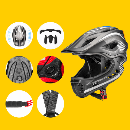ROCKBROS Kinder helm Integriert Fahrradhelm mit Abnehmbarem Kinnschutz (Helme für Kinder) kaufen bei Linkreich – Jetzt entdecken!