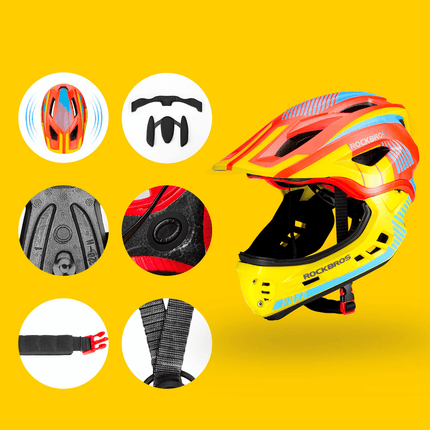 ROCKBROS Kinder helm Integriert Fahrradhelm mit Abnehmbarem Kinnschutz (Helme für Kinder) kaufen bei Linkreich – Jetzt entdecken!