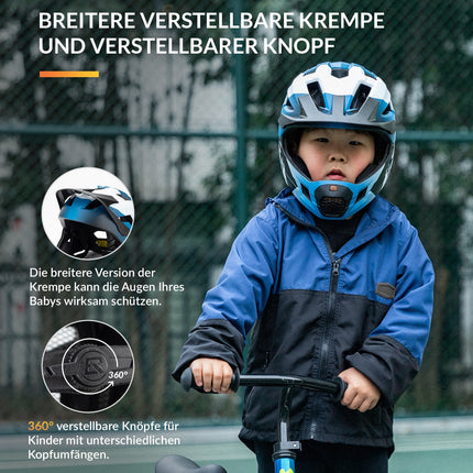 ROCKBROS Kinderhelm BMX MTB Downhill Helm mit Abnehmbarem Kinnschutz und Krempe (Helme für Kinder) kaufen bei Linkreich – Jetzt entdecken!