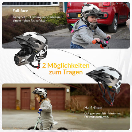 ROCKBROS Kinderhelm BMX MTB Downhill Helm mit Abnehmbarem Kinnschutz und Krempe (Helme für Kinder) kaufen bei Linkreich – Jetzt entdecken!