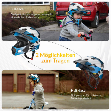 ROCKBROS Kinderhelm BMX MTB Downhill Helm mit Abnehmbarem Kinnschutz und Krempe (Helme für Kinder) kaufen bei Linkreich – Jetzt entdecken!