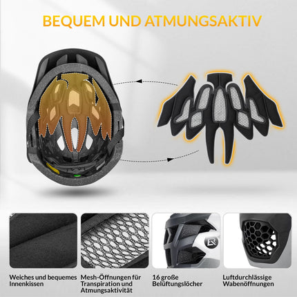 ROCKBROS Kinderhelm BMX MTB Downhill Helm mit Abnehmbarem Kinnschutz und Krempe (Helme für Kinder) kaufen bei Linkreich – Jetzt entdecken!