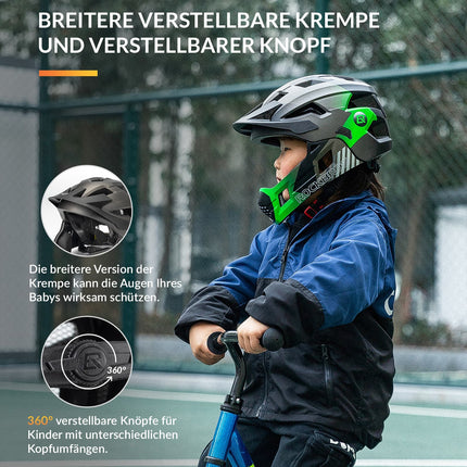 ROCKBROS Kinderhelm BMX MTB Downhill Helm mit Abnehmbarem Kinnschutz und Krempe (Helme für Kinder) kaufen bei Linkreich – Jetzt entdecken!