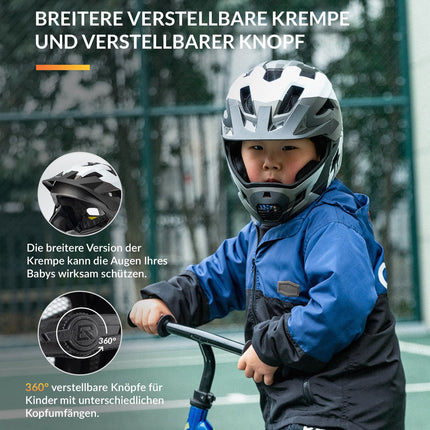 ROCKBROS Kinderhelm BMX MTB Downhill Helm mit Abnehmbarem Kinnschutz und Krempe (Helme für Kinder) kaufen bei Linkreich – Jetzt entdecken!