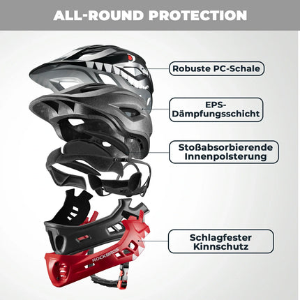 ROCKBROS Kinderhelm Cartoon Integralhelm mit abnehmbarem Kinnschutz